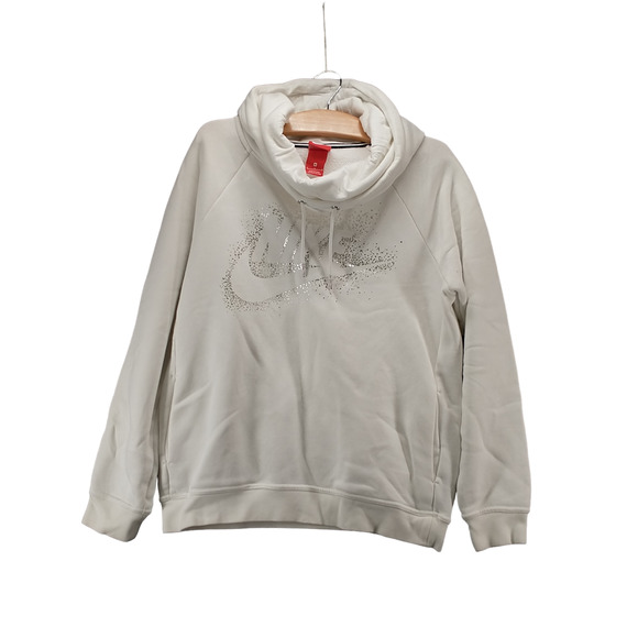 Nike Other - Nike Mens Hoodie White Medium Metallic Logo Funnel Neck Pullover Long Sleeve